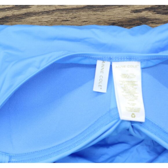 NEW Anne Cole In Color Twist Front Shirred One-Piece Swimsuit Arctic Blue 10 - Picture 5 of 10